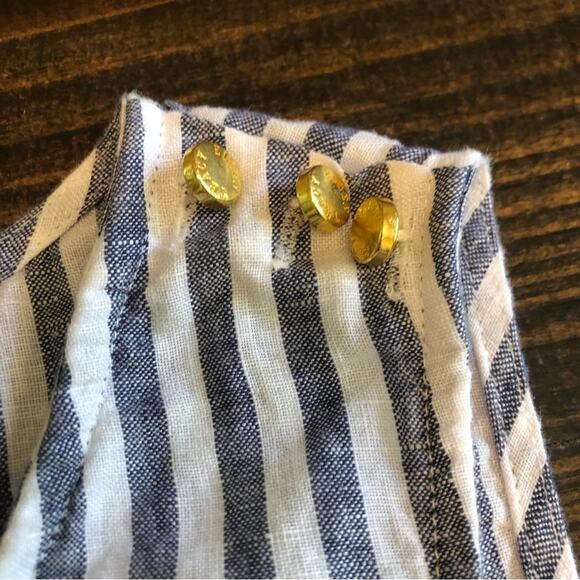 Linen Top Women’s Small Striped Sleeveless Tunic Tank Casual Coastal Nautical - Picture 8 of 11